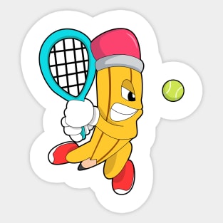 Pencil at Tennis with Tennis racket Sticker